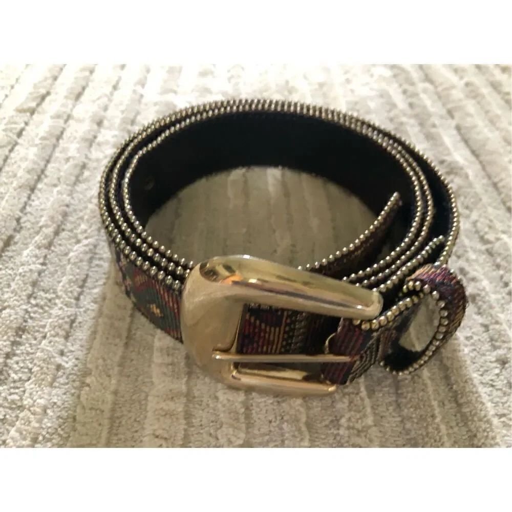 Absolutely Fresh Floral Tapestry Leather Belt Womens Made USA 22-24